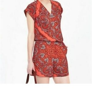 Banana Republic Orange Paisley Romper Size 4